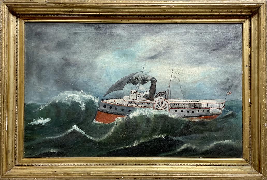 The Art of Collecting 18th Century Art- painting of a ship in the ocean navigating through rough waters